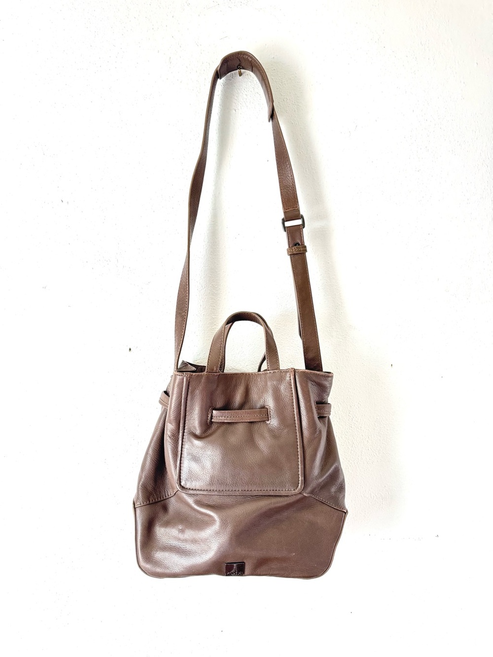 Kona Taupe Leather Convertible Crossbody Tote